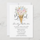 ピンクブルーセージのアイスクリームコーンブライダルシャワー 招待状 (正面)