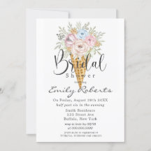 ピンクブルーセージのアイスクリームコーンブライダルシャワー