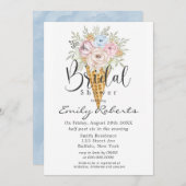 ピンクブルーセージのアイスクリームコーンブライダルシャワーInvite 招待状 (正面/裏面)