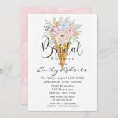 ピンクブルーセージのアイスクリームコーンブライダルシャワーInvite 招待状 (正面/裏面)