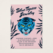 ピンクブルータイガー熱帯葉のカッコいいイヤリングカード (正面)