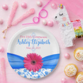 ピンクブルーダマスクデイジーファーストコミュニオン ペーパープレート (パーティー)