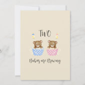 ピンクブルーツインズツイン2ベビー醸造ベビーシャワー 招待状 (裏面)