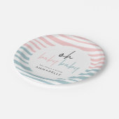 ピンクブルーツインベビーシャワータイポグラフィモダン紙 ペーパープレート (アングル)