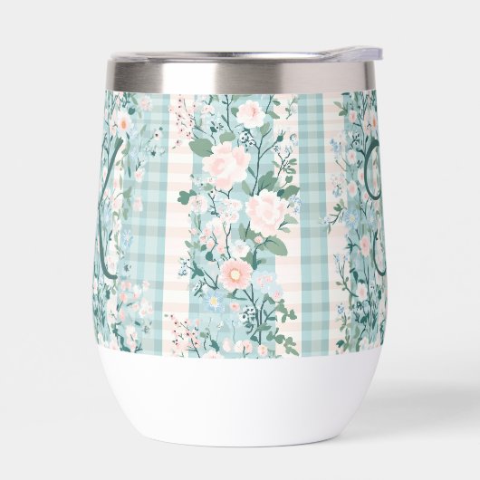 ピンクブルーティール（緑がかった色）モノグラムイニシャルジンガムギフトヘアー (左面)