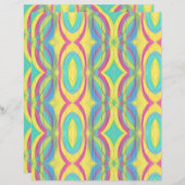 ピンクブルーティール(緑がかった色)抽象芸術シェイプイエロー紙 (正面/裏面)