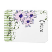 ピンクブルーデイジーフラワーズグリーンジンガム食洗機 マグネット (横)