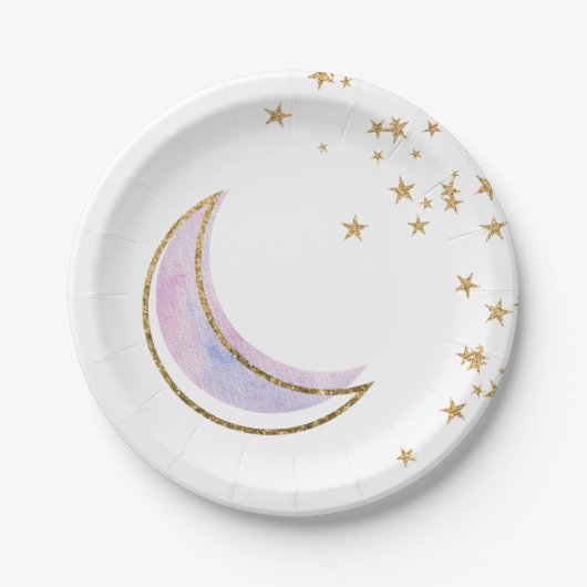 ピンクブルートゥインクルリトルスタープレートジェンダー表示 ペーパープレート (正面)