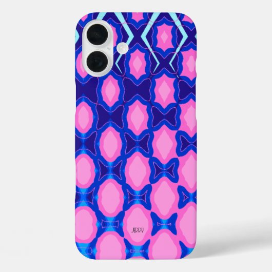ピンクブルーネイビーの幾何学的パターン Case-Mate iPhoneケース (裏面)