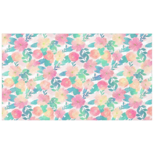 ピンクブルーハンド絵を描フローラガーリーデザイン テーブルクロス (正面(横))