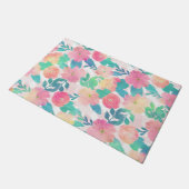 ピンクブルーハンド絵を描フローラガーリーデザイン ドアマット (アングル)