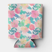 ピンクブルーハンド絵を描フローラガーリーデザイン 缶クーラー (正面)