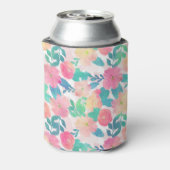 ピンクブルーハンド絵を描フローラガーリーデザイン 缶クーラー (缶裏面)