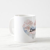 ピンクブルーハート コーヒーマグカップ (正面左)