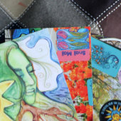 ピンクブルーバタフライカタツムリ春ガーデン スクエアシール