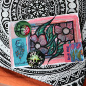 ピンクブルーバタフライカタツムリ春ガーデン スクエアシール