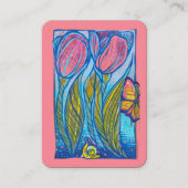 ピンクブルーバタフライカタツムリ春ガーデン 名刺 (正面)