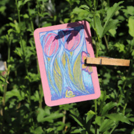 ピンクブルーバタフライカタツムリ春ガーデン 名刺