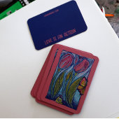 ピンクブルーバタフライカタツムリ春ガーデン 名刺