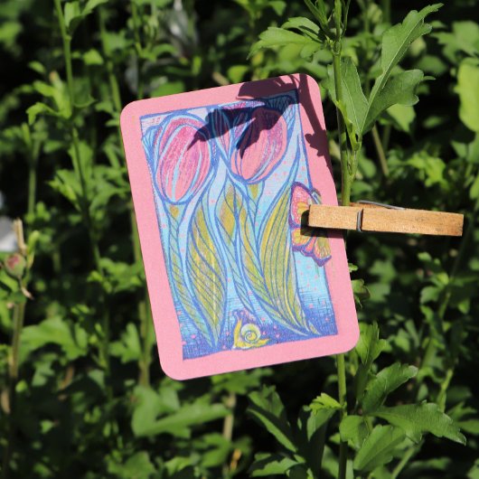 ピンクブルーバタフライカタツムリ春ガーデン 名刺