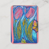 ピンクブルーバタフライカタツムリ春ガーデン 名刺 (正面)