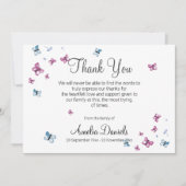 ピンクブルーバタフライ葬儀サンキューカード 招待状 (正面)