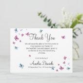 ピンクブルーバタフライ葬儀サンキューカード 招待状 (スタンド正面)