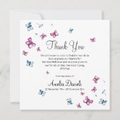 ピンクブルーバタフライ葬儀サンキューカード 招待状 (正面)