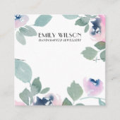 ピンクブルーバラフローラネックレスブレスレットディスプレイ スクエア名刺 (正面)