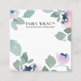 ピンクブルーバラフローラネックレスブレスレットディスプレイ スクエア名刺