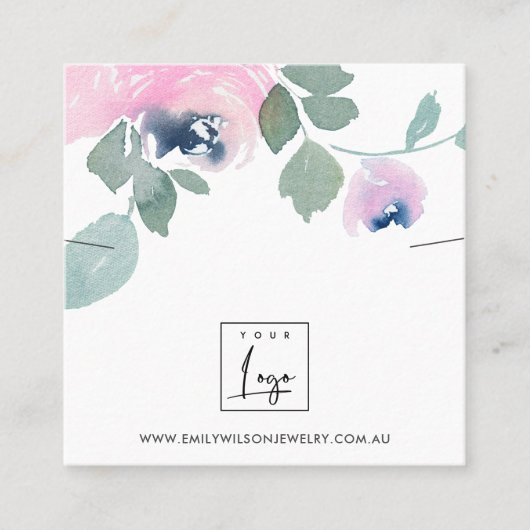 ピンクブルーバラフローラブレスレックスディスプレイ スクエア名刺 (正面)