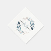 ピンクブルーバラ金ゴールド動物相リースモノグラム結婚ズ スタンダードカクテルナプキン (角)