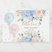 ピンクブルーバルーンフローラツインズベビーシャワー スパークリングワインラベル (シングルラベル)