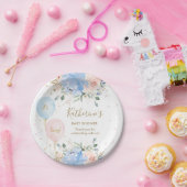 ピンクブルーバルーンフローラツインズベビーシャワー ペーパープレート (パーティー)