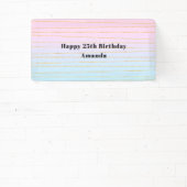 ピンクブルーパステルグラデーションと金ゴールド線誕生日 横断幕 (インサイチュ)