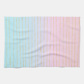 ピンクブルーパステルグラデーション(金ゴールド線) キッチンタオル (横)