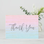 ピンクブルーパステルグラデーション(金ゴールド線) サンキューカード (スタンド正面)
