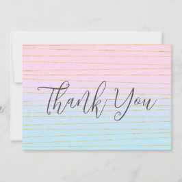 ピンクブルーパステルグラデーション(金ゴールド線) サンキューカード