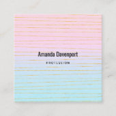 ピンクブルーパステルグラデーション(金ゴールド線) スクエア名刺 (正面)