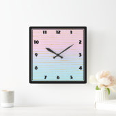 ピンクブルーパステルグラデーション(金ゴールド線) スクエア壁時計 (ホーム)