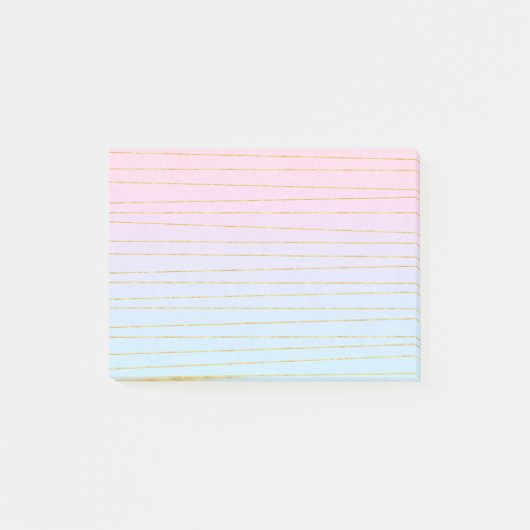 ピンクブルーパステルグラデーション(金ゴールド線) ポストイット (正面)