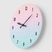 ピンクブルーパステルグラデーション(金ゴールド線) ラージ壁時計 (傾斜)