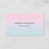 ピンクブルーパステルグラデーション(金ゴールド線) 名刺 (正面)