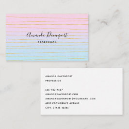 ピンクブルーパステルグラデーション(金ゴールド線) 名刺