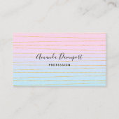 ピンクブルーパステルグラデーション(金ゴールド線) 名刺 (正面)