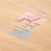 ピンクブルーパステルジェンダーリビールパーティー アクリル招待状 (レイダウン)