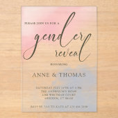 ピンクブルーパステルジェンダーリビールパーティー アクリル招待状 (正面)