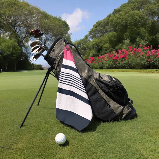 ピンクブルーパステルストライプズ ゴルフタオル