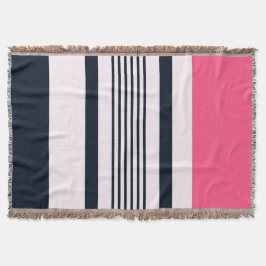 ピンクブルーパステルストライプ スローブランケット