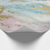 ピンクブルーパステル金ゴールドマーブルメタリック ラッピングペーパー (角)